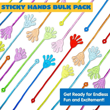 SYNCFUN 120 Pcs Sticky Hands Party Favors for Kids Assorted Stretchy Slappy Hands Fun Fidget Toys for Kids, Goodie Bag Stuffers, Stocking Stuffers