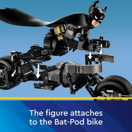 LEGO DC Batman: Batman Construction Figure & the Bat-Pod Bike, The Dark Knight Action Figure and Batman Motorcycle, Super hero Toys, Kids’ Adventure Playset, Gift for Boys and Girls, 76273