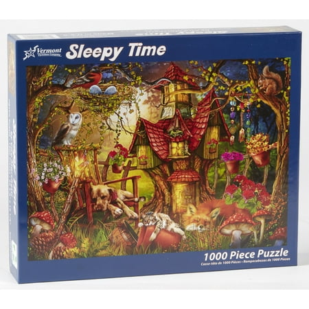 Vermont Christmas Company Sleepy Time Jigsaw Puzzle - Fully Interlocking & Randomly Shaped 1000 Piece Jigsaw Puzzles for Adults - Durable Adult Jigsaw Puzzles for The Whole Family (26 5/8" x 19 1/4")