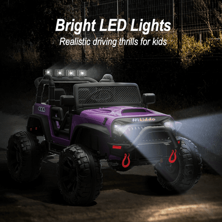 Hikiddo 24 Volt Ride on Toys, 2-Seater Ride on Truck Electric Car for Big Kids with Remote, Bluetooth - Purple