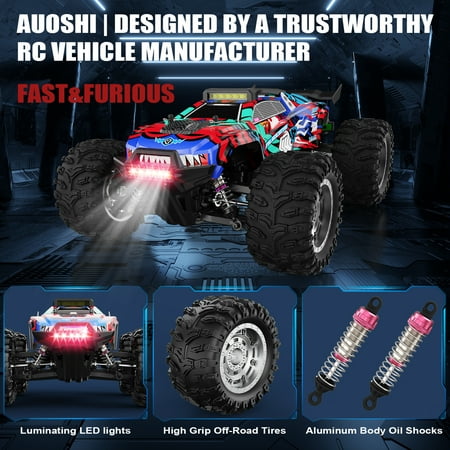 AUOSHI 1:12 Brushless RC Cars for Adults with Independent ESP, 80+KM/H(50MPH) Top Speed 4X4 Hobby Off-Road RC Truck,Oil Filled Shocks Remote Control Truck for Boys