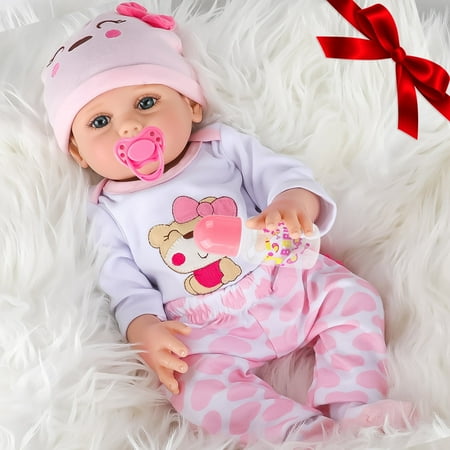 WLRETMCI Reborn Baby Dolls,17 Inch Newborn Baby Realistic Dolls Full Vinyl Body Silicone Lifelike Baby Dolls, Baby Girls Kids Toys, Christmas Gifts for Kids Girls Age 2 3 4 5 6+