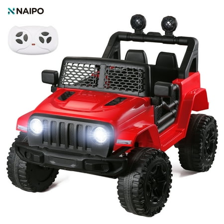 Naipo 12V Kids Ride on Truck Car , Electric Truck Car Toys, Parent Remote Control, w/Spring Suspension MP3 Player, LED Lights and Safety Belt, USB & AUX Port