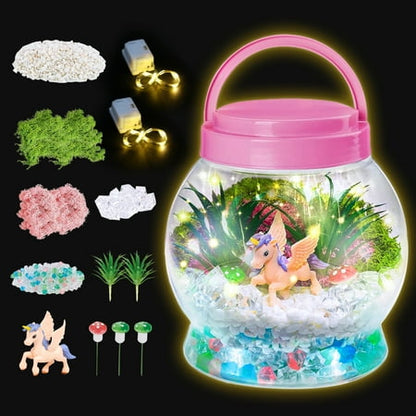 Hot Bee Light Up Unicorn Terrarium Kit for Kids, Unicorns Gifts for Girls - Unicorn Toys & Stuff, Arts & Crafts Kits, 6 Year Old Girls Birthday Christmas Gifts Ages 5 7 8