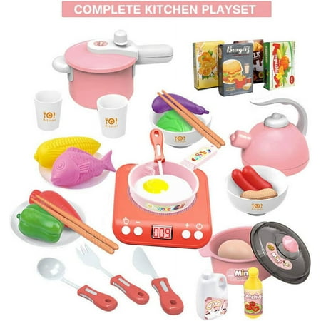 37pcs Kids Kitchen Play Set,Play Kitchen Accessories Girls Toys Ages 2 to 4 Years,Toys for Girl 3-6 Year