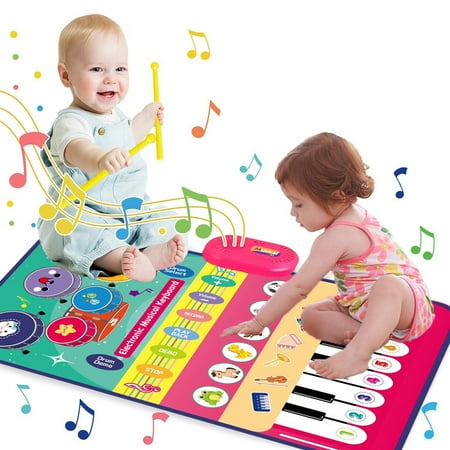 Toys for 1 Year Old, Musical Mat Toy for Toddlers 1-3, Piano Mat with Keyboard & Drum Musical Learning Toys for 1 2 3 Year Old