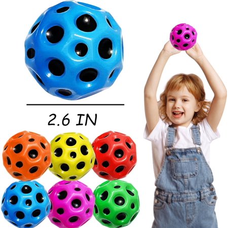 Xshelley 6 Pcs Space Ball, Super High Elasticity Space Ball with Mesh Bag, Kids Gift Rubber Bouncy Ball for Party Games, Sports Training, Outdoor Activities