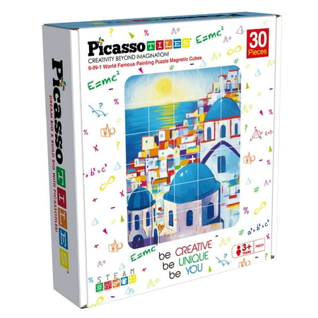 PicassoTiles 30 PC, 6-in-1 World Famous Paintings Magnetic Blocks, Magnetic Building Blocks for Kids, Magnet Toy for Kids 3+