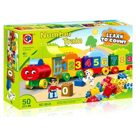 Train Building Blocks Mundo Toys 50 Pieces, Toddler Educational Learning Gift for Boys Girls +3