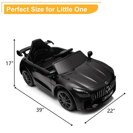 Seizeen Ride On Toys for Girls Boys, 12V Battery 4-Wheel Riding Truck Cars, Electric Ride On Benz GT W/ Remote Control for 2-6 Years Old Kids, 3 Speeds, MP3 Player, LED Lights, Seat Belt, Black