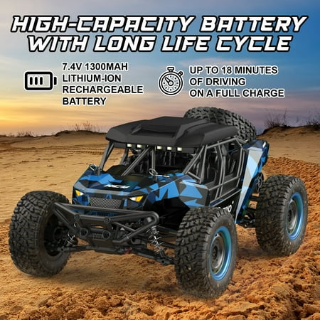 Contixo RC Off-Road UTV, 1:16 Scale, 4WD, 2.4GHz, LED Headlights, Remote Control Car for Kids & Adults – Blue