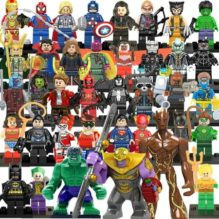 38 Pcs Super Action Figures Building Blocks Toys Set, Collectible 1.77-4.3 Inchs The Hulk Thanos Iron Man , Minifigures Building Kits Awesome Gift for Kids Fans of Building Toys