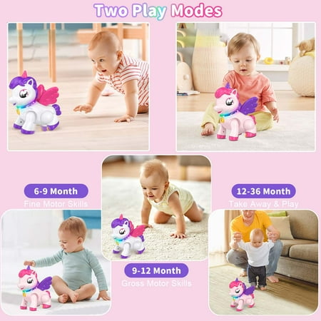 Toys for 1 Year Old Girls, Musical Crawling Toy for Toddlers 1-3 Girls, Baby Toys 6 to 12 Months