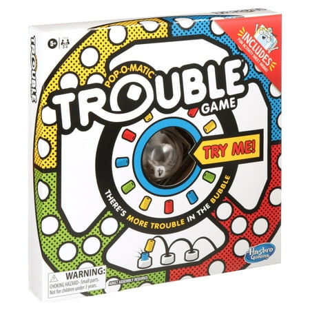 Trouble Board Game with Coloring and Activity Sheet for Kids and Family Ages 5 and Up, 2-4 Players