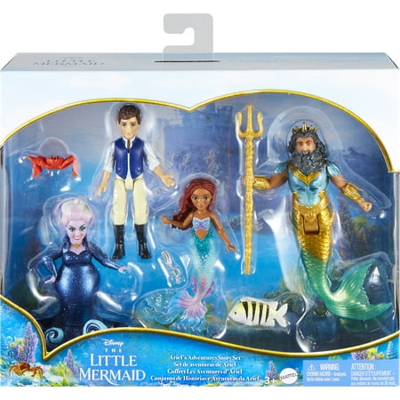 Disney The Little Mermaid Ariel's Adventures Story Set with 4 Small Dolls and Accessories