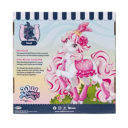 Wild Manes Candi's Pink Sugar Crush Carnival Cart Playset Articulated Horse Doll with Brush & Play