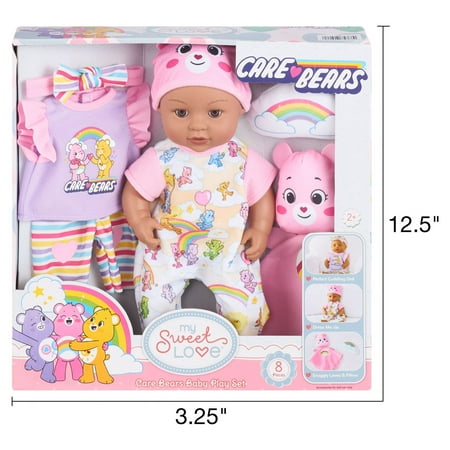 My Sweet Love Care Bears 12.5 inch Baby Doll Play Set, Dark Skin Tone, Brown Eyes