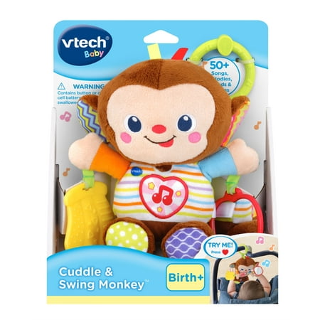 VTech Cuddle and Swing Monkey with Teether, Travel Toy for Baby