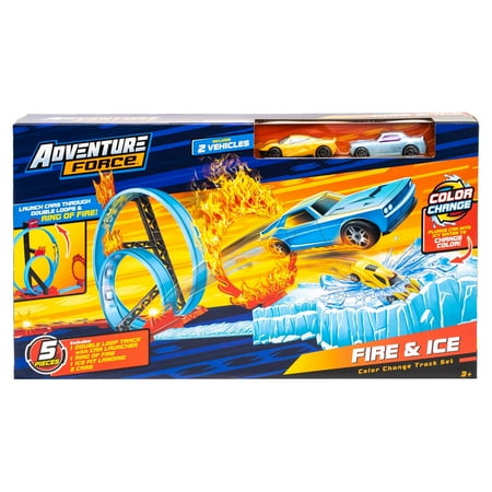 Adventure Force Fire and Ice, Color Change Track Set, Includes 2 Cars, Children Ages 3+