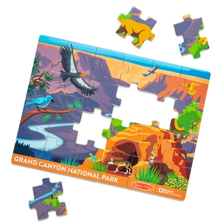 Melissa & Doug Grand Canyon National Park Wooden Jigsaw Puzzle – 24 Pieces, Animal and Plant ID Guide - FSC Certified