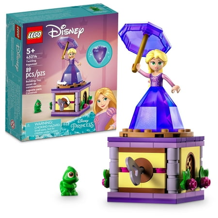 LEGO Disney Princess Twirling Rapunzel Building Toy 43214, with Diamond Dress Mini-Doll and Pascal The Chameleon Figure, Wind Up Toy Rapunzel, Disney Collectible Toy for Girls & Boys Age 5+ Years Old