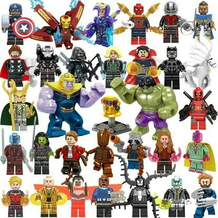 32 Pcs Action Figures Building Blocks Toys Set, Collectible 1.77-2.95 Inchs Hulk Iron Man Building Kits Awesome Gift for Kids Fans of Super Hero Building Toys