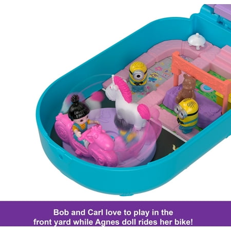 Polly Pocket Playset, Minions Compact with 9 Accessories, 1 Doll, 2 Minions and Unicorn Toy