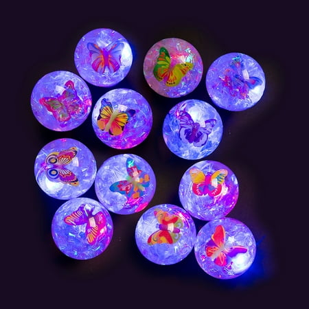 Butterfly Light Up Water Glitter Ball - Party Favors - 12 Pieces