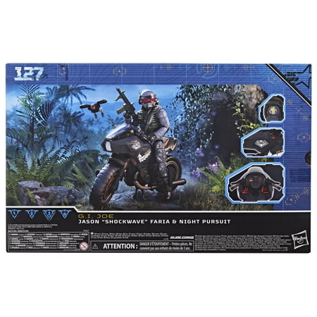 G.I. Joe Classified Series #127, Night Force Jason "Shockwave" Faria & Night Pursuit Cycle, 6” Action Figure, Walmart Exclusive