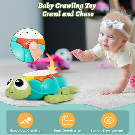 Baby Toys 6 to 12 Months, Musical Turtle Crawling Baby Toys for 12-18 Months, Early Learning Educational Toy with Light & Sound, Birthday Toy for Infant Toddler Boy Girl 7 8 9 10 month 1-2 Year Old