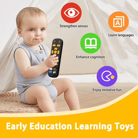 Baby Remote Control Toy with Light, Realistic Musical Toddler TV Remote Toy Early Education Learning Toy Remote Controller for Baby Preschool Infant Toddlers Boys Girls 6M+