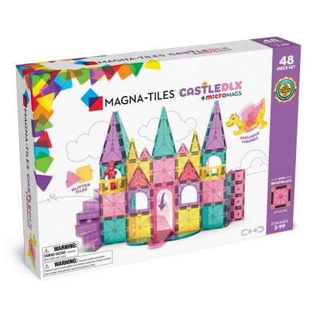 MAGNA-TILES® Castle DLX 48-Piece Magnetic Construction Set, The ORIGINAL Magnetic Building Brand