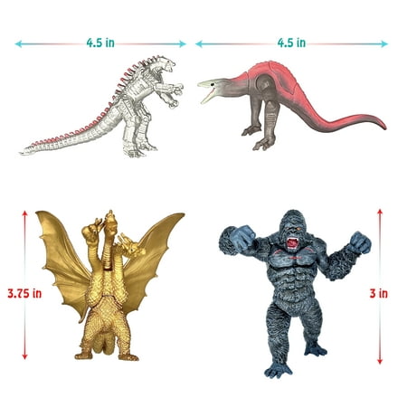 TwCare Exclusive Set of 6 Godzilla vs Kong Toys Movable Joint Action Figures, King of The Monster Dinosaur Ghidorah Skull Crawler Mecha Mechagodzilla Cake Toppers Pack