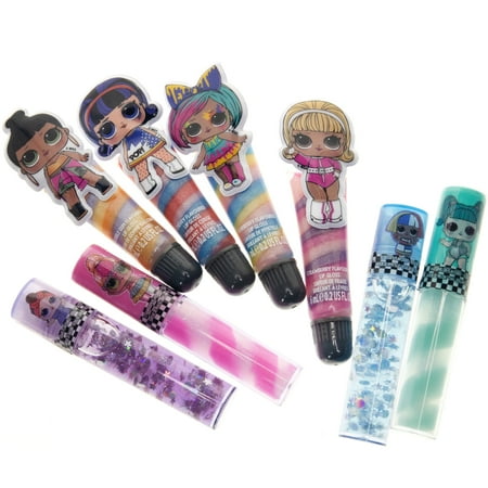 Townley Girl L.O.L. Surprise! Makeup Set with 8 Flavored Lip Glosses for Girls and a L.O.L. Surprise! Accessory Bag, Ages 5+