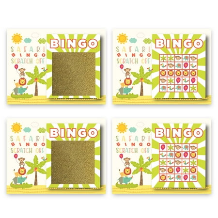 My Scratch Offs Baby Shower Sprinkle Safari Animal BINGO Scratch Off Tickets Party Favors Game 26 Cards w/ 2 Winners Scratch and Win Birthday Promotional Fundraising Lotto Lottery Scratcher