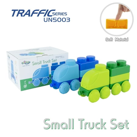 UNiPLAY Truck and Trailer Set, Building Block Truck for Cognitive Development, Motor Skills, Sensory Learning, Educational Toy for 3 Years Old and Up (28-Piece Set)