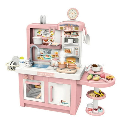 Valessati Kitchen Set Pink for Toddlers 49 Pieces Pretend Play Cook Sink for Girls +3 Years