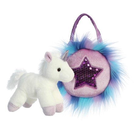 Aurora - Small Blue Fancy Pals - 5.5" Sparkle Heart Purple Unicorn - Fashionable Stuffed Animal