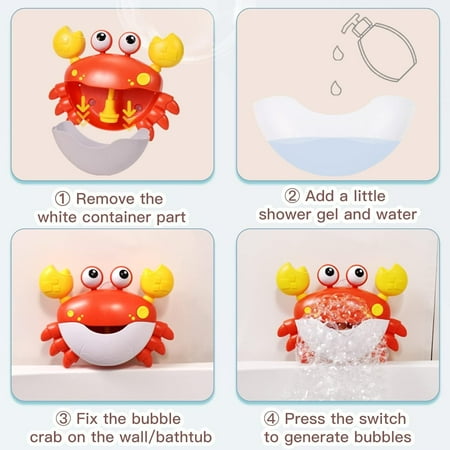 WISHTIME Baby Bath Toys Game - Baby Bath Bubble Toys Set Shower Bath Baby Toy Automatic Crab Bubble Maker Kids Machine with Music Baby Fun Bath Toys for 1,2,3+ Year Old Boy Girl Toddler Gift Toy