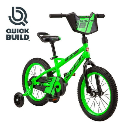 Schwinn Toggle Quick Build Kids Bicycle Bike, 16 In. Wheels, Smart Start Steel Frame, Easy Tool-free Assembly, Green