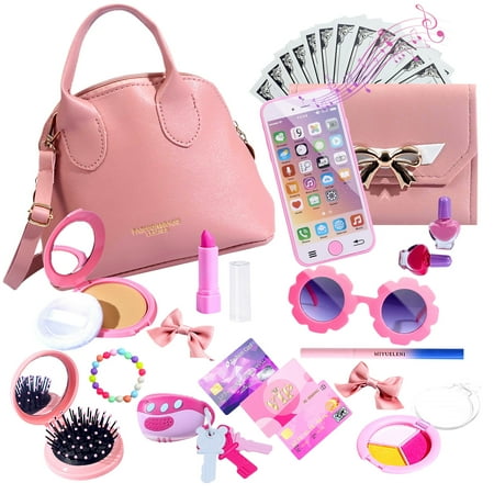 Creative Pretend Play Toy - 31-Piece Princess Purse Set with Handbag, Makeup, Smartphone, and Accessories for Role Playing Ages 3 4 5 6 7 8 Years and Up