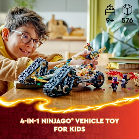 LEGO NINJAGO Ninja Team Combo Vehicle, 4 in 1 Ninja Playset for Kids with Glider, Off-Road Racer and 2 Motorcycle Toys, Birthday Gift for Boys and Girls, Ninja Toy with 6 Minifigures, 71820