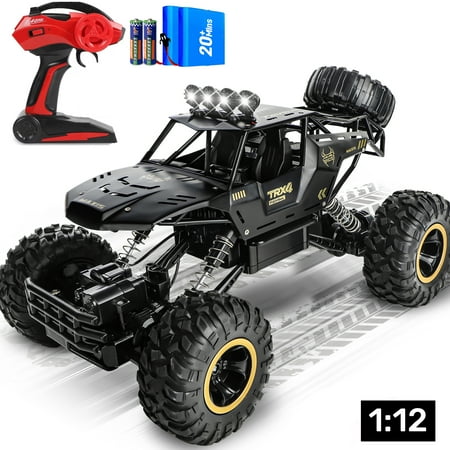 Wisairt 1:12 Large RC Cars,4WD Large Remote Control Monster Truck 2.4 GHz Alloy RC Cars for Kids Adults Age 6 + Birthday Gifts (Black)