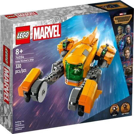 LEGO Marvel Baby Rocket’s Ship 76254 Buildable Spaceship Toy from Guardians of the Galaxy 3 Featuring Rocket Raccoon and Baby Rocket Minifigures, Collectible Super Hero Toy Gift for Kids Ages 8 and up