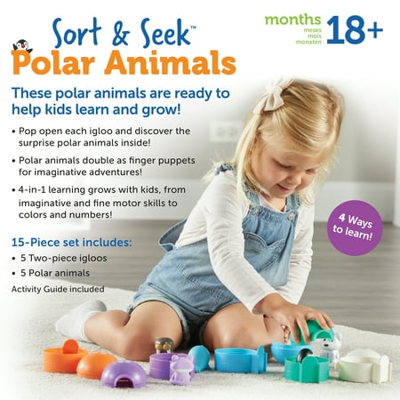 Learning Resources Sort & Seek Polar Animals - 15 Pieces, Toddler Learning Toys for Boys and Girls Ages 18+ Months, Sorting Toys for Kids