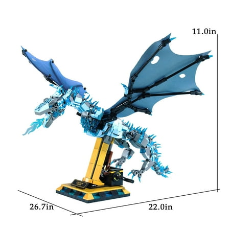 HI-Reeke Animal Building Block Set Viserion Dragon with Display Stand Building Kit Toy for Kids Blue