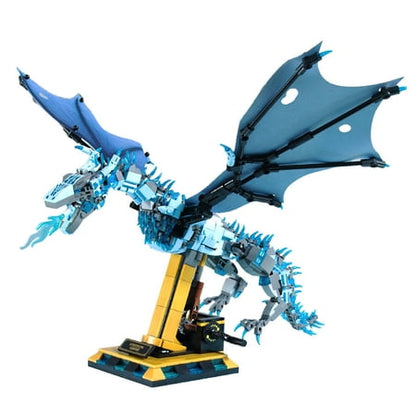 HI-Reeke Animal Building Block Set Viserion Dragon with Display Stand Building Kit Toy for Kids Blue