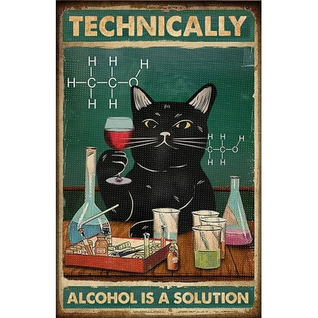 Wooden Puzzle for Adults Black Cat Technically Alcohol is A Solution Chemical Engineer Jigsaw Puzzle 300 Piece Challenging for Youth Fun Puzzle Family Educational Game Gift 15 x 10 In