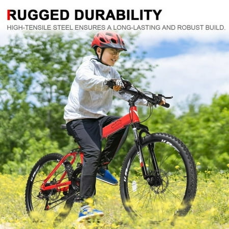 UBesGoo 24in Folding Mountain Bike Shimano 21-Speed, with Disc Brakes for Aldult, Men, Red