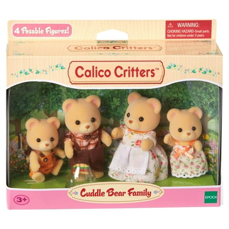 Calico Critters Cuddle Bear Family, Set of 4 Collectible Doll Figures